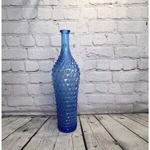 Vintage Blue Glass Genie Bottle MCM Decanter